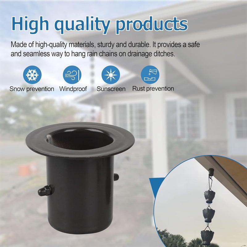 HOLEPU Rain Chain Gutter Adapter, Replacement Downspout for Gutters Black Aluminum, 2Pcs - Image 4